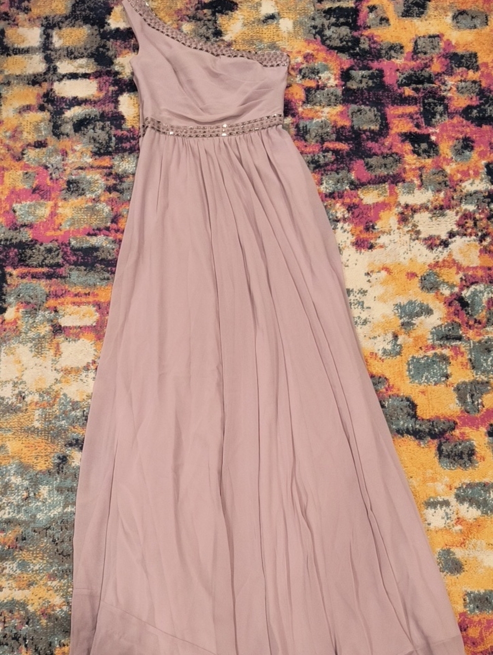 NWT BCBGMaxAzria Lilac Beaded One Shoulder Evening Gown - See Description